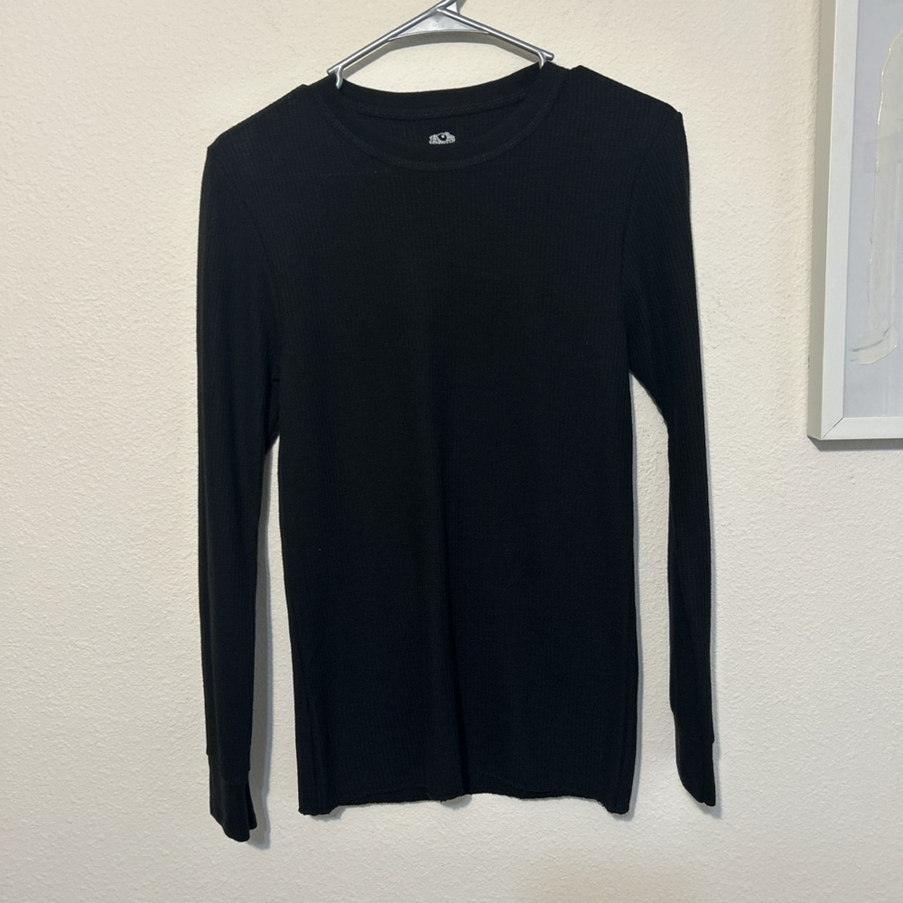 Fruit of the Loom Black Ribbed Long Sleeve Shirt